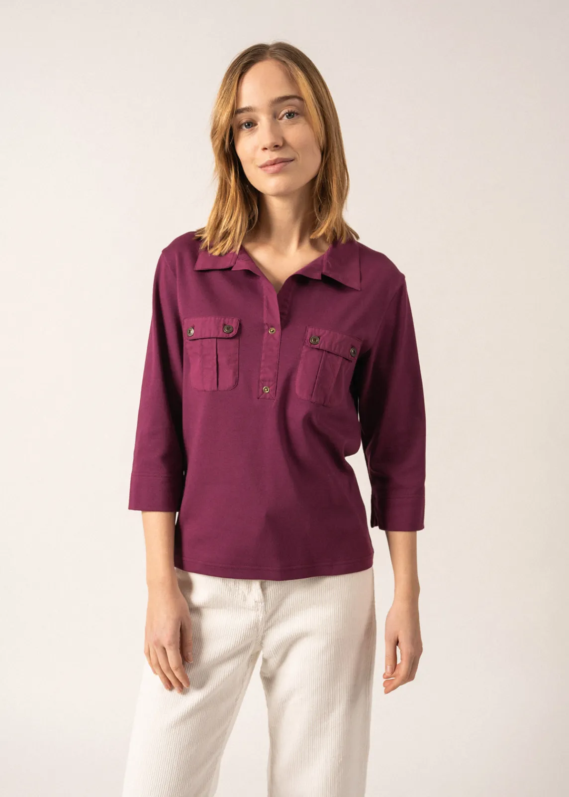 Saint James Tops & Polos*Oléron polo shirt Prune