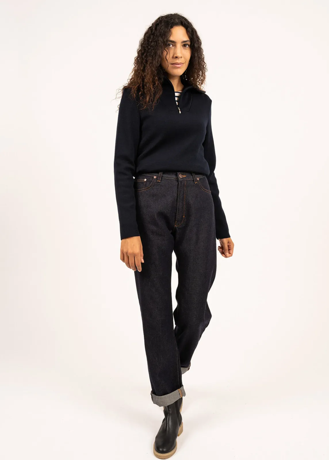 Saint James Jumpers, Cardigans, Jackets*Passerelle trucker jumper Navy