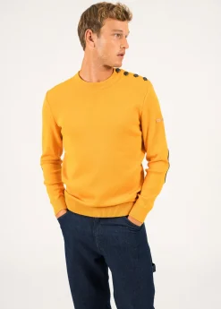 Saint James Sailor Jumpers|Sailor Jumpers*Patrimoine sailor jumper with elbow patches Marine