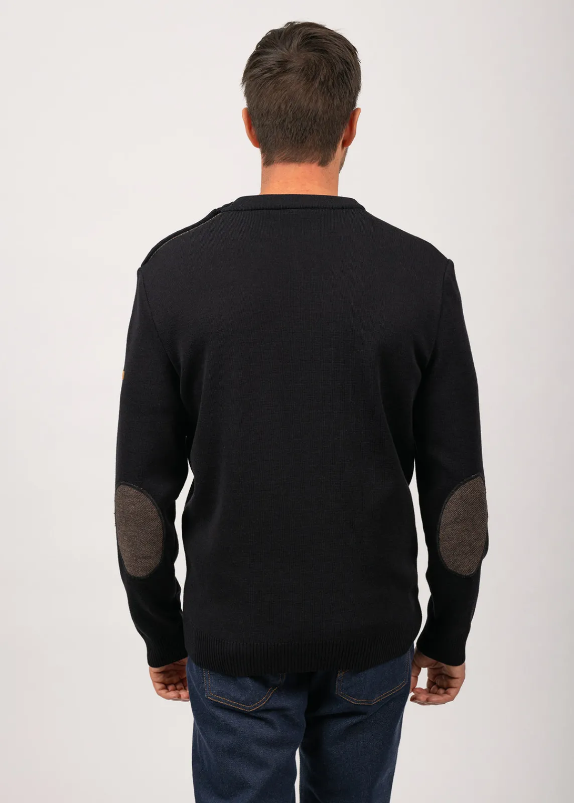 Saint James Sailor Jumpers|Sailor Jumpers*Patrimoine sailor jumper with elbow patches Marine