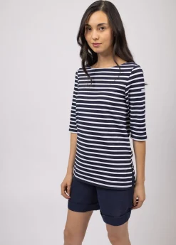 Saint James Sailor Striped Shirts*Phare boat neck striped sailor shirt Navy/neige