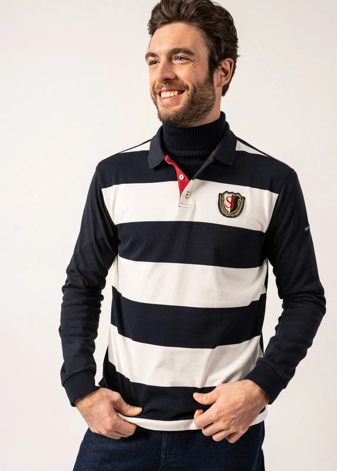 Saint James Polos & T-shirts*Pierrot Rugby-style Striped Polo Shirt Amiral/ecume