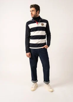 Saint James Polos & T-shirts*Pierrot Rugby-style Striped Polo Shirt Amiral/ecume