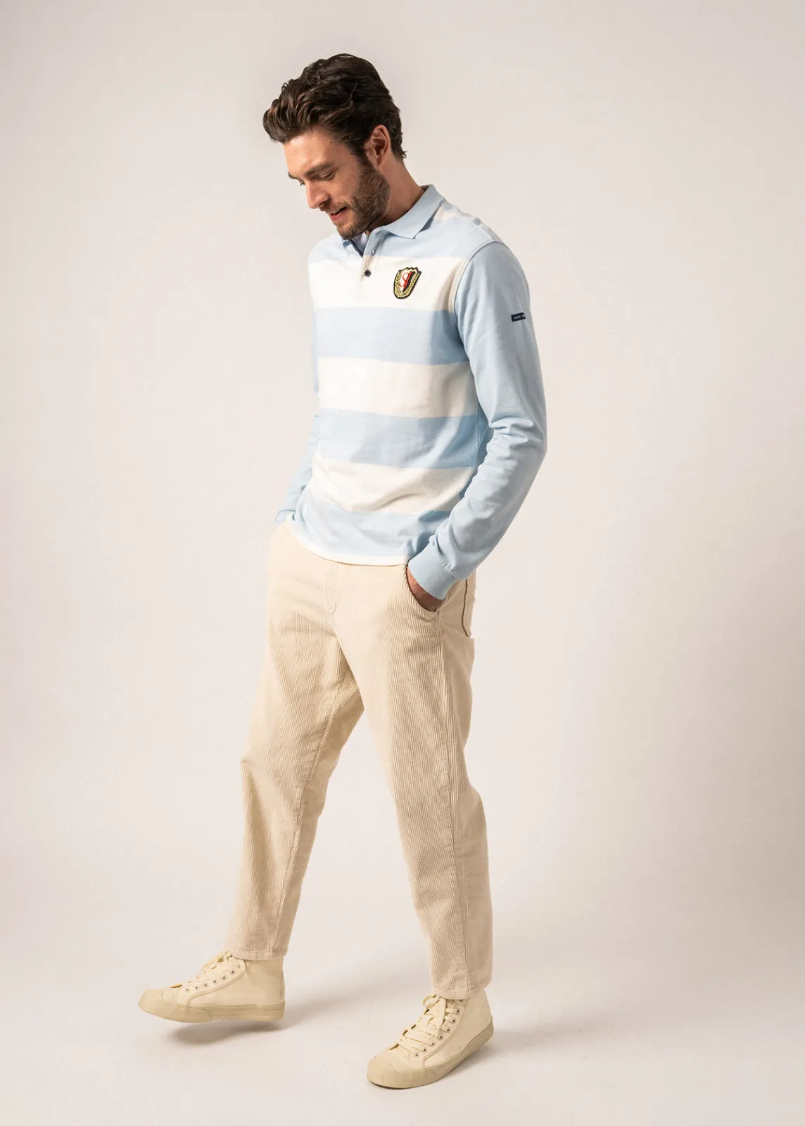 Saint James Polos & T-shirts*Pierrot Rugby-style Striped Polo Shirt Ciel/ecume
