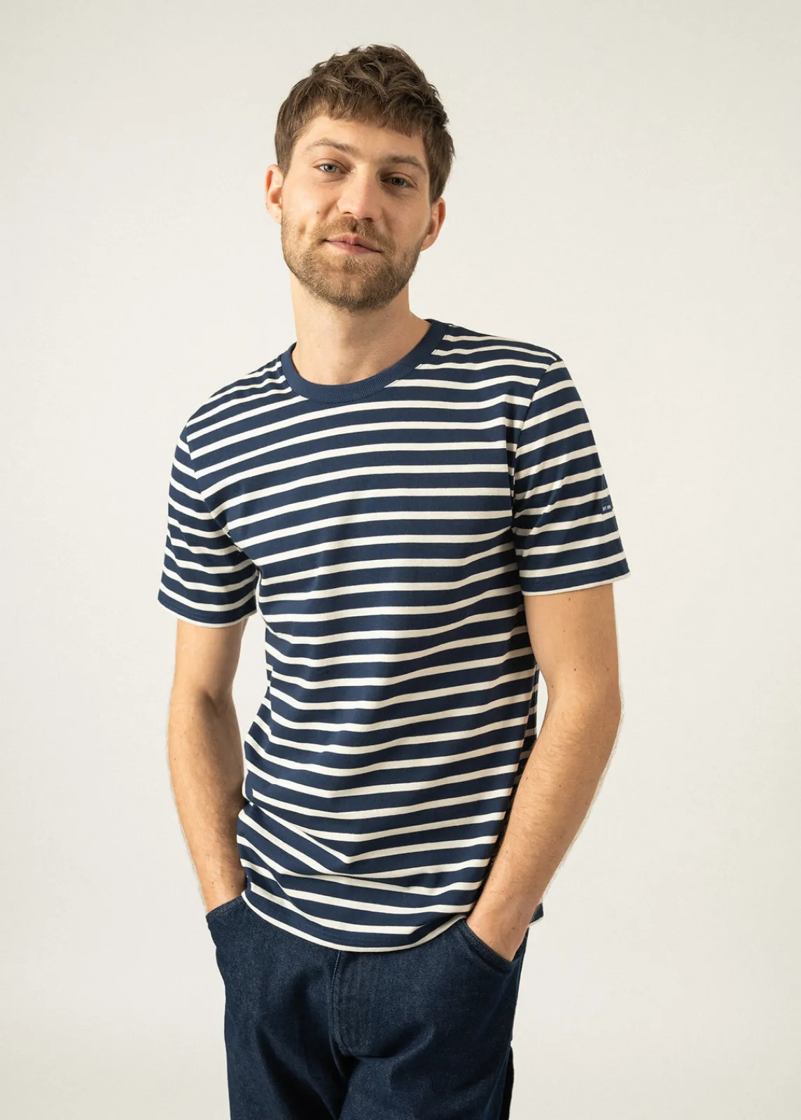 Saint James Sailor Striped Shirts|Sailor Striped Shirts*Plouider striped t-shirt Marine/ecru