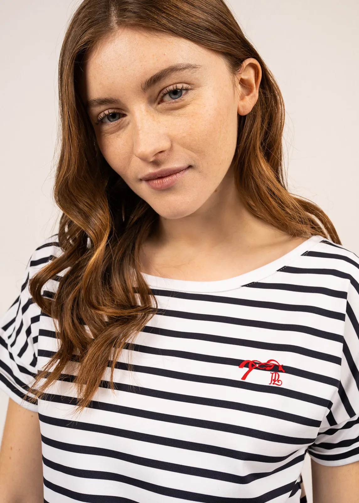 Saint James Tops & Polos*Poppyn's cotton t-shirt Neige/navy