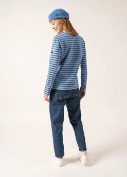 Saint James Sailor Striped Shirts*Puy T-Shirt V-Neck Oxygene/bleu