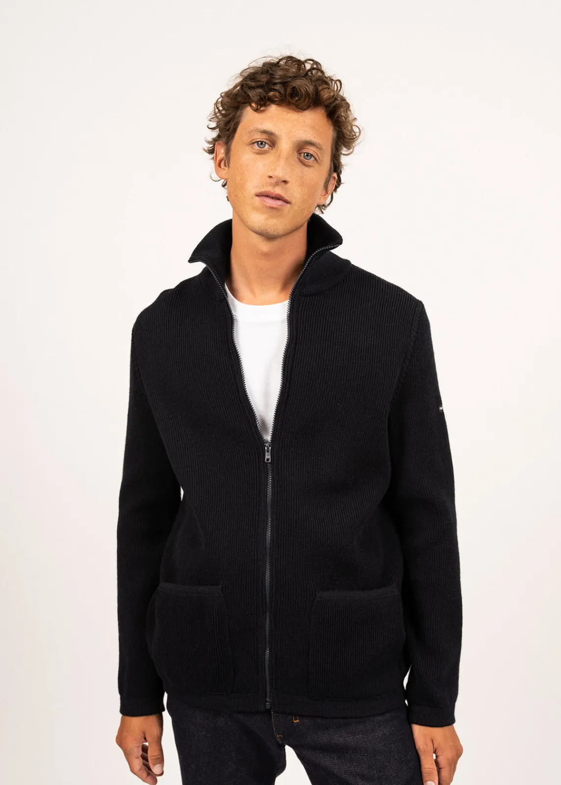 Saint James Jumpers & Cardigans*Quiberon zipped jacket Navy