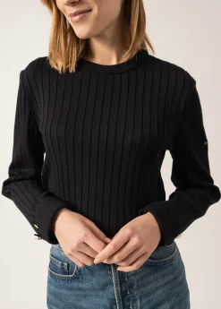 Saint James Jumpers, Cardigans, Jackets*Rivage Flat Ribbed Jumper Navy