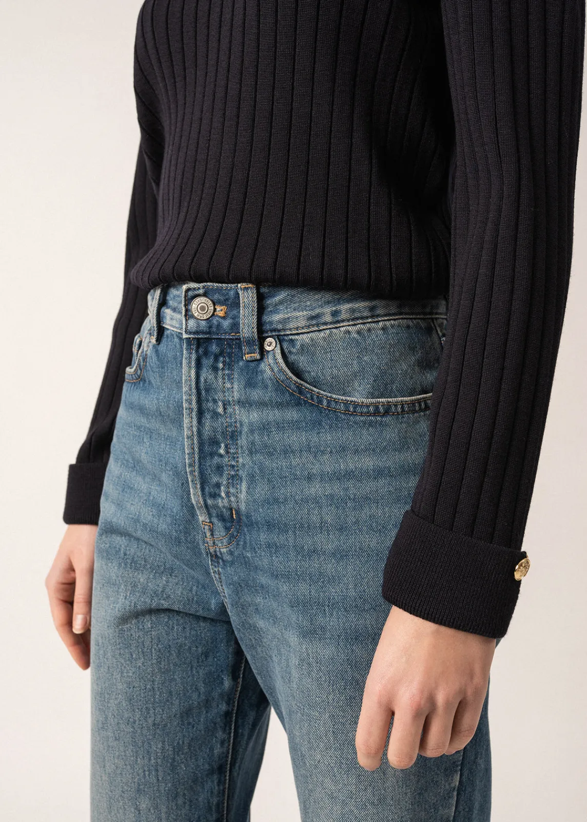 Saint James Jumpers, Cardigans, Jackets*Rivage Flat Ribbed Jumper Navy