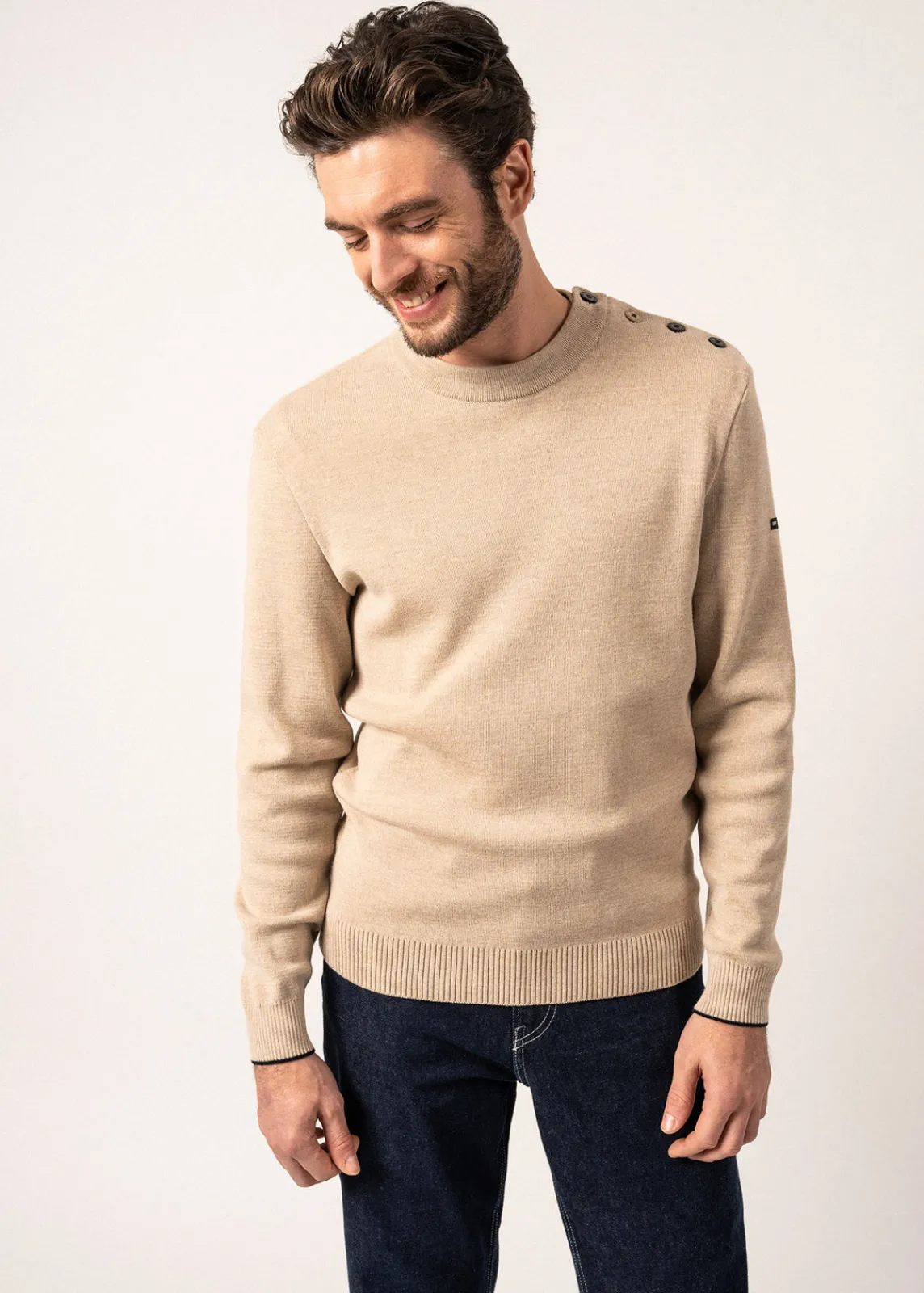 Saint James Sailor Jumpers|Sailor Jumpers*Rives sailor jumper in wool Beige/navy
