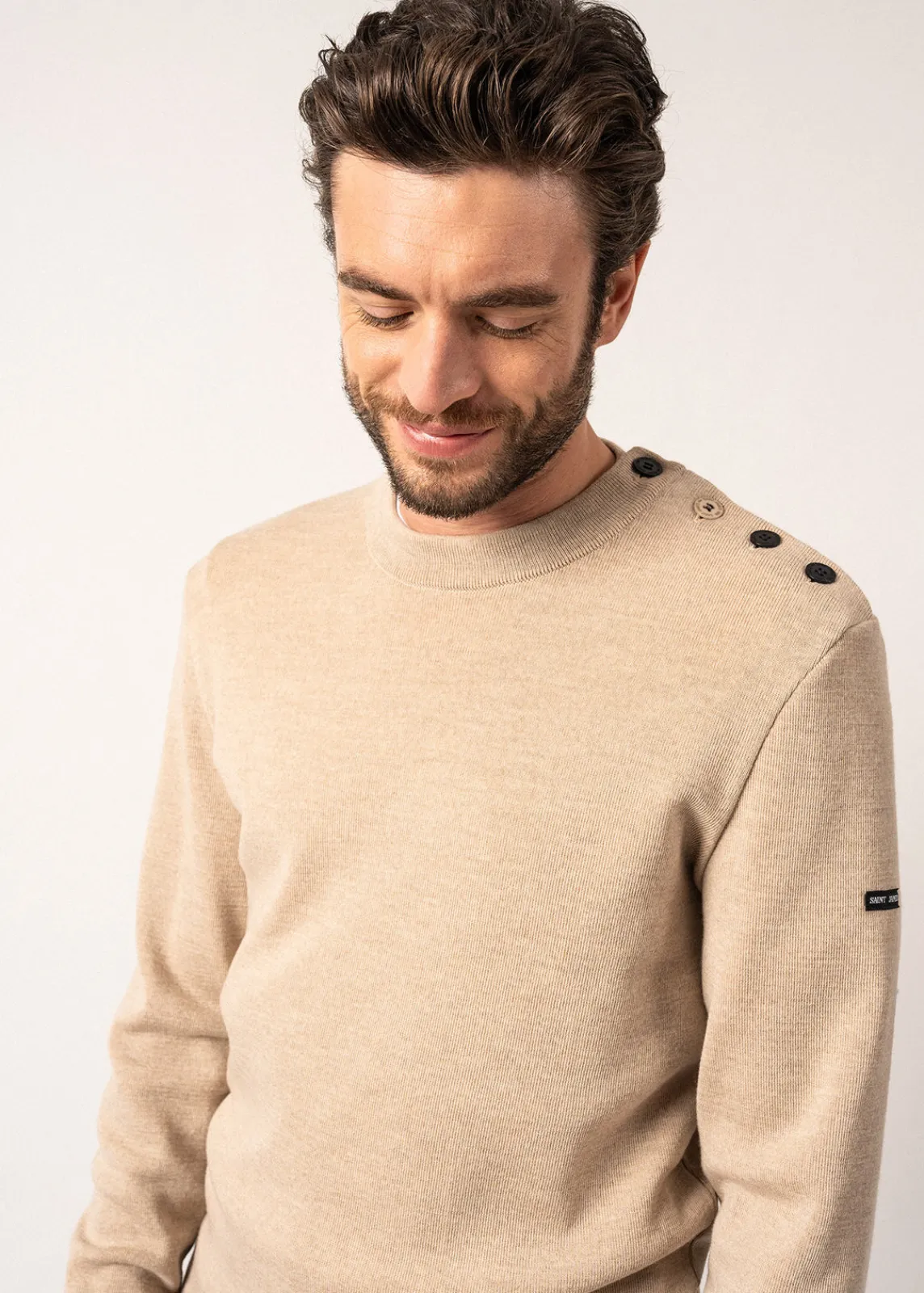 Saint James Sailor Jumpers|Sailor Jumpers*Rives sailor jumper in wool Beige/navy