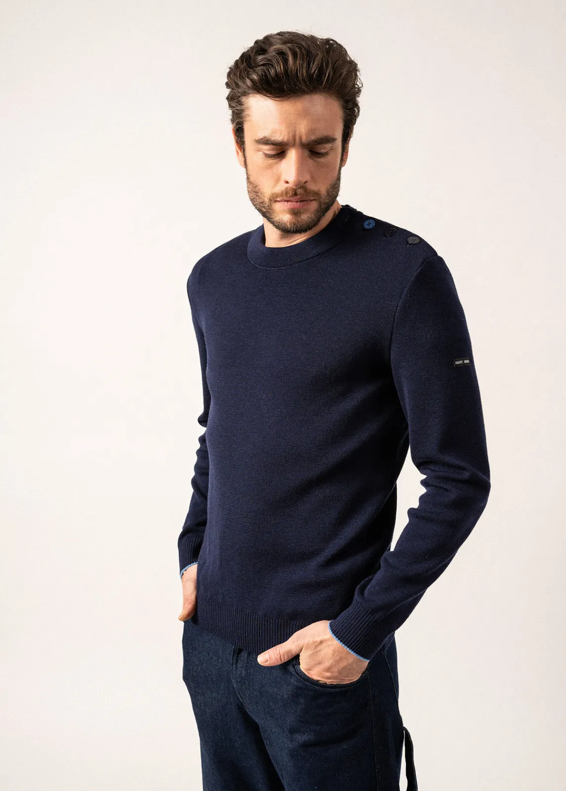 Saint James Sailor Jumpers|Sailor Jumpers*Rives sailor jumper in wool Insigne/oxygene
