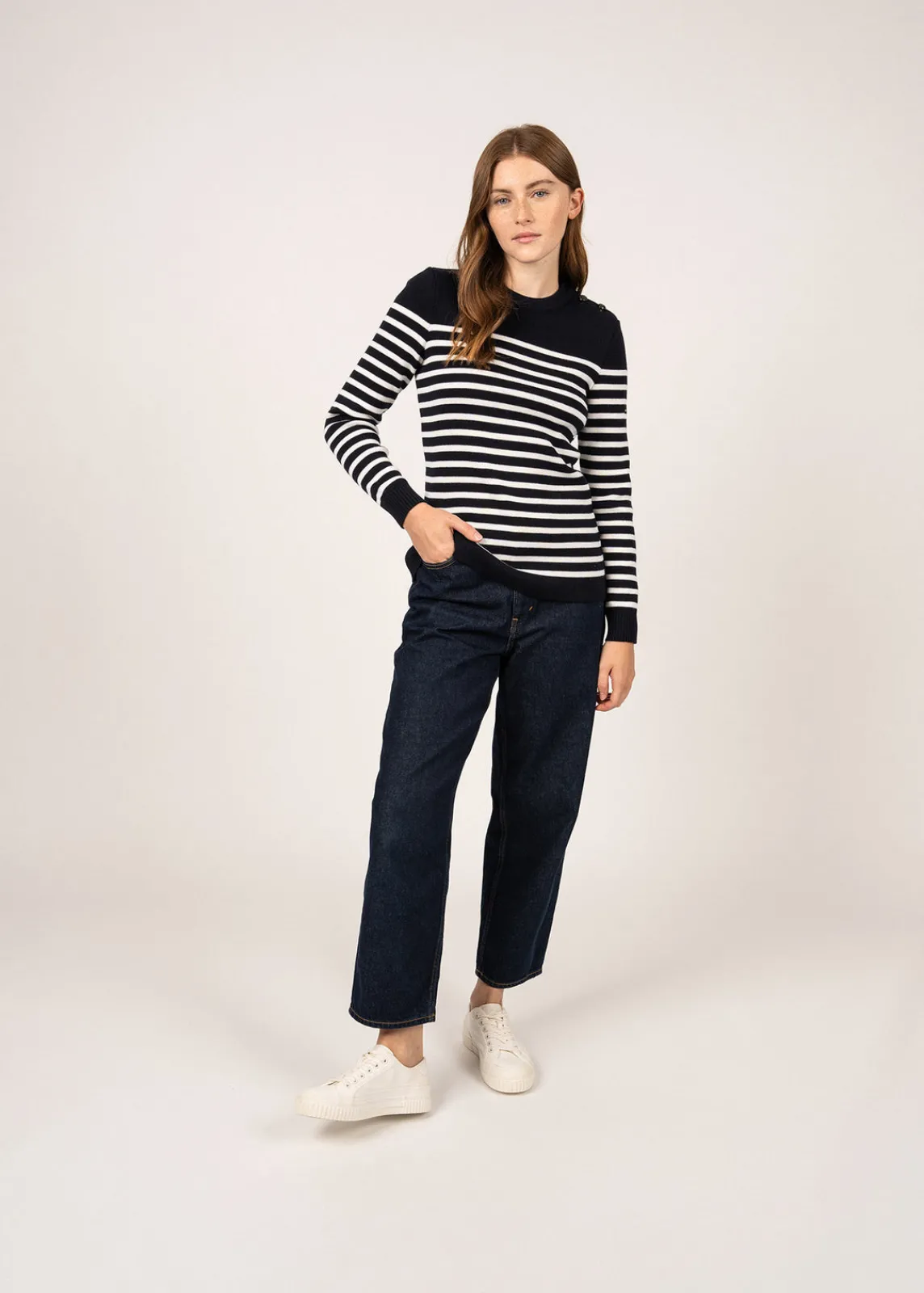Saint James Sailor Jumpers|Sailor Jumpers*Rochefort striped sailor jumper Navy/ecume
