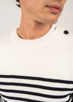 Saint James Sailor Jumpers|Sailor Jumpers*Rochefort striped sailor jumper Ecume/navy