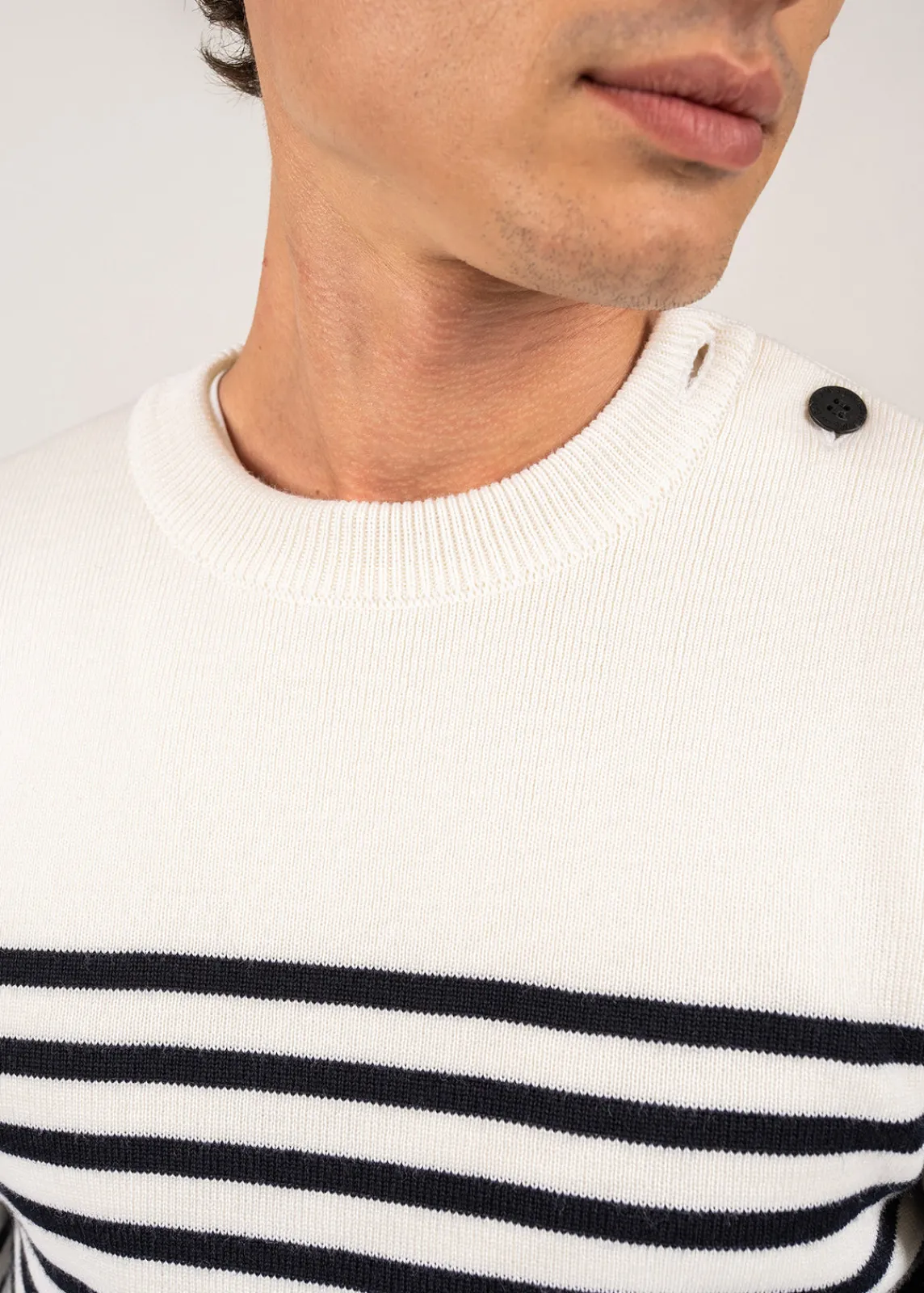 Saint James Sailor Jumpers|Sailor Jumpers*Rochefort striped sailor jumper Ecume/navy