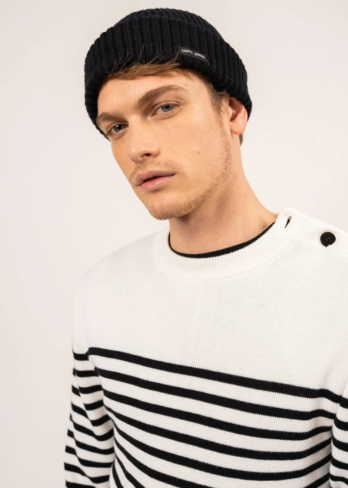 Saint James Sailor Jumpers|Sailor Jumpers*Rochefort striped sailor jumper Ecume/noir