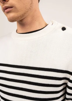 Saint James Sailor Jumpers|Sailor Jumpers*Rochefort striped sailor jumper Ecume/noir