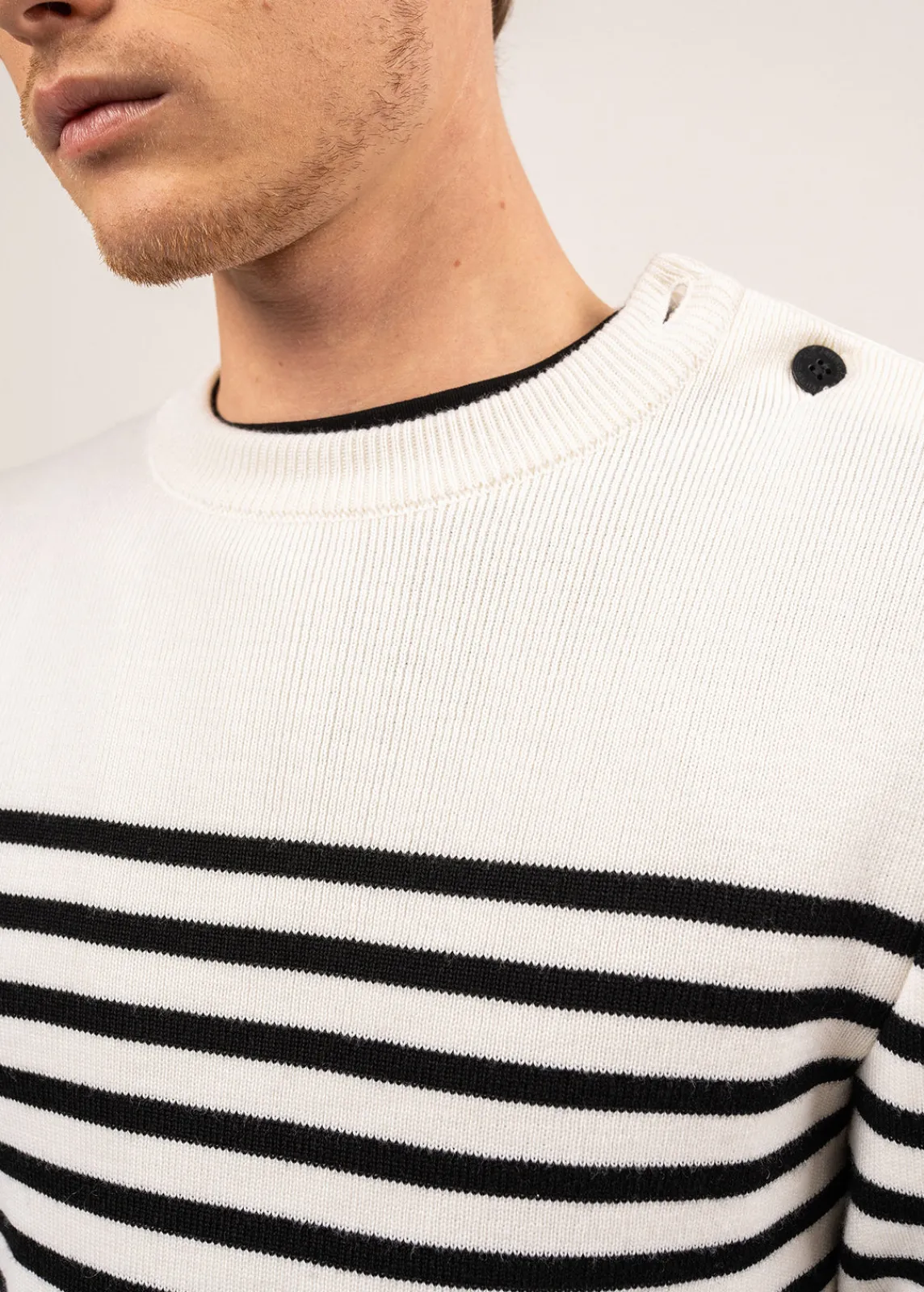 Saint James Sailor Jumpers|Sailor Jumpers*Rochefort striped sailor jumper Ecume/noir