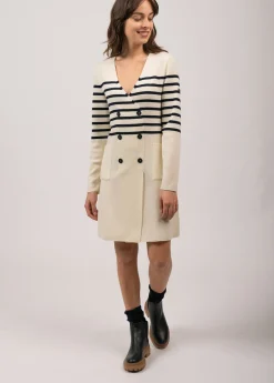 Saint James Dresses & Skirts*Royale striped dress in wool Ecume/navy