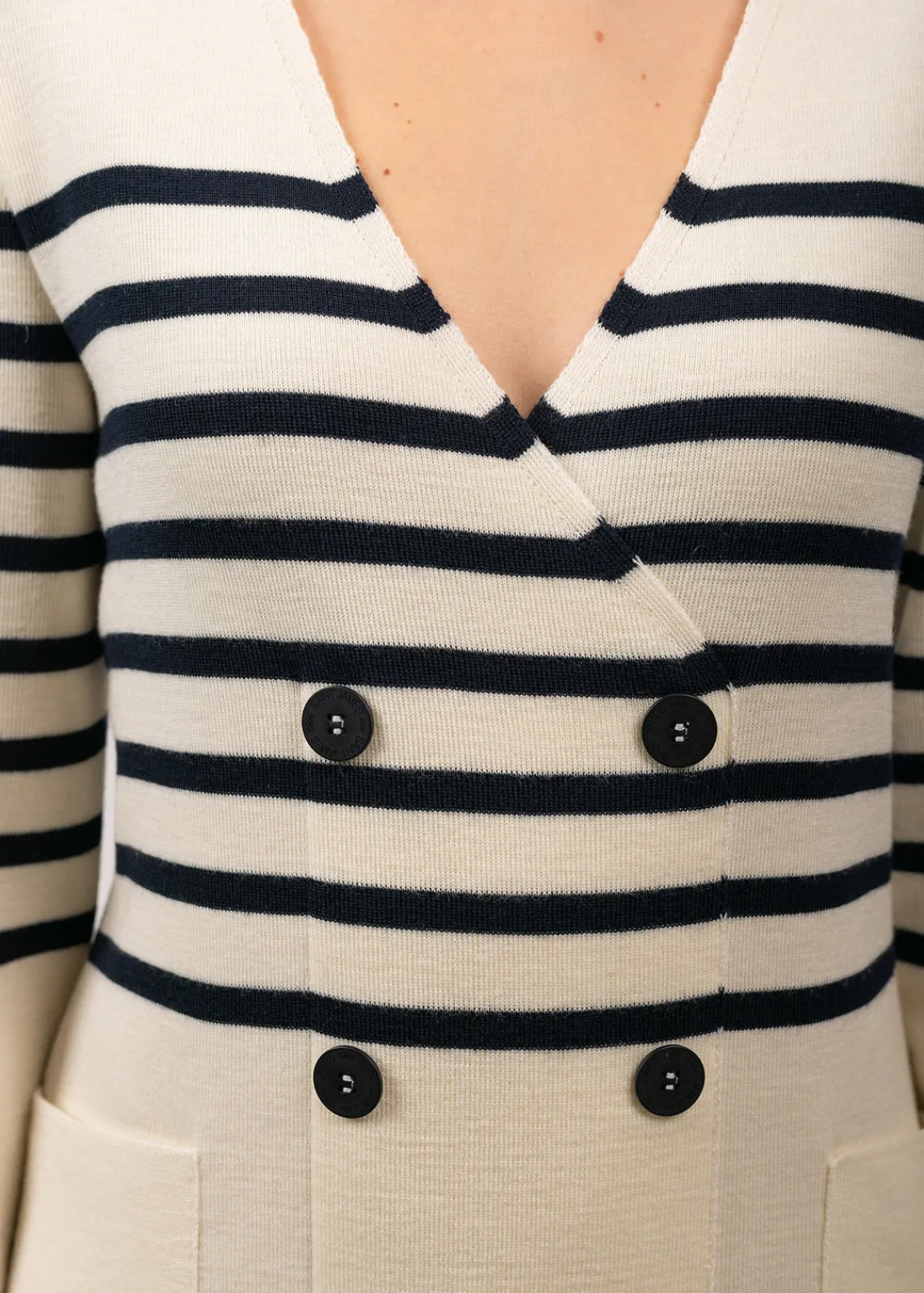 Saint James Dresses & Skirts*Royale striped dress in wool Ecume/navy