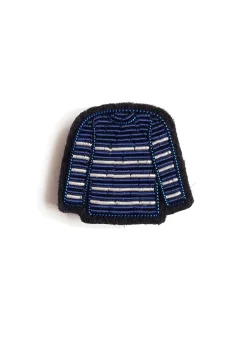 Saint James Brooches*Sailor striped shirt embroidered brooch Bleu/blanc