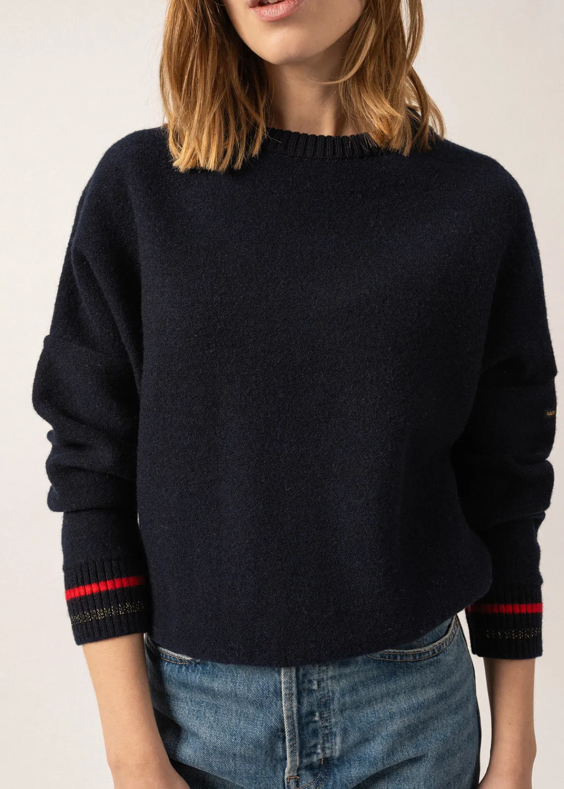 Saint James Jumpers, Cardigans, Jackets*Sélune Sweatshirt-inspired Jumper Marine