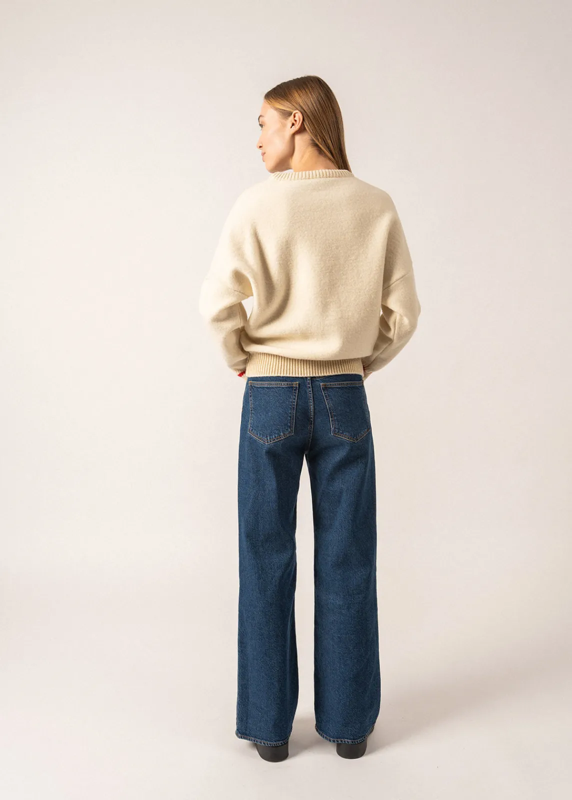 Saint James Jumpers, Cardigans, Jackets*Sélune Sweatshirt-inspired Jumper Ecru