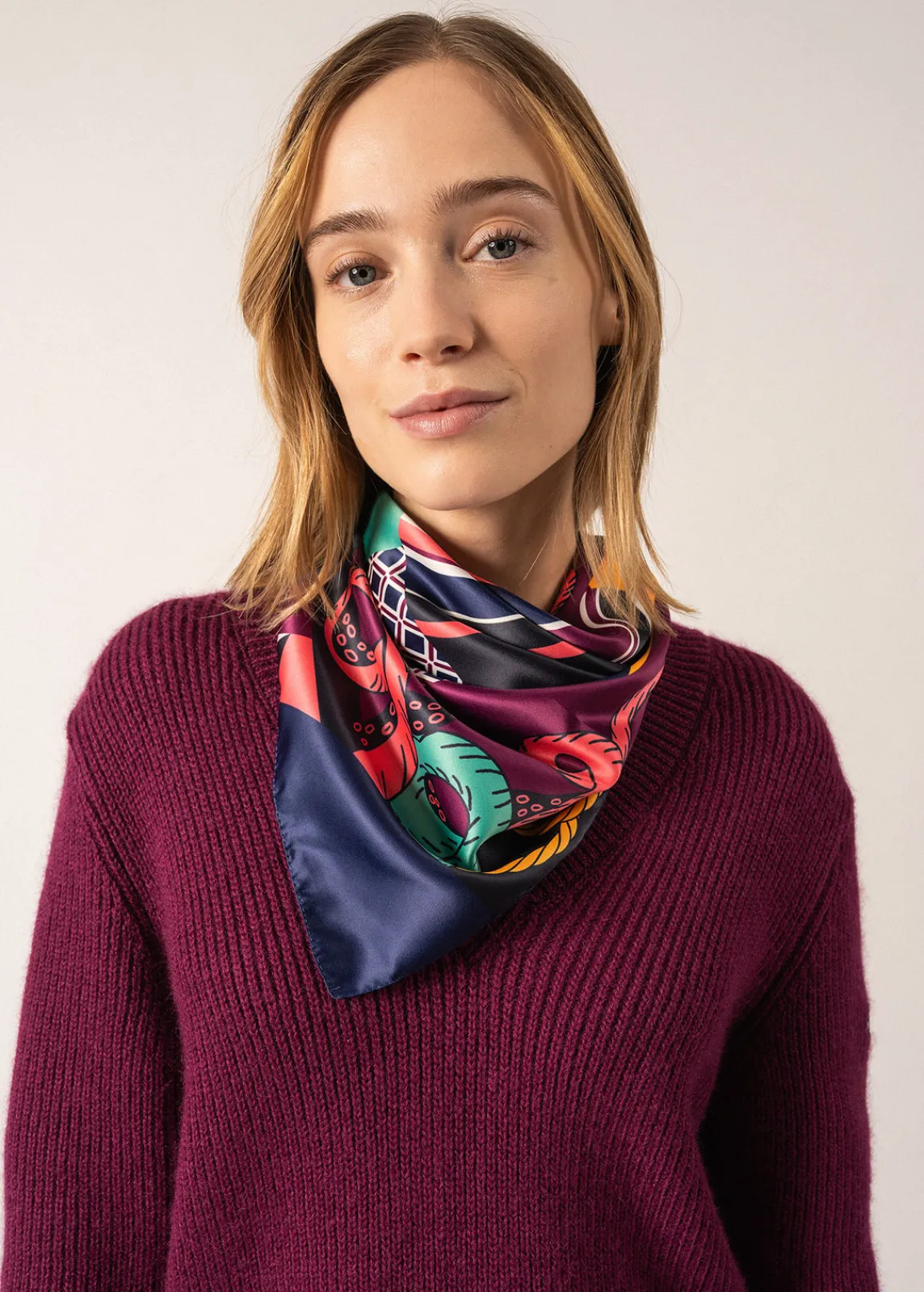 Saint James Accessories*Square Scarf Navy/trefle