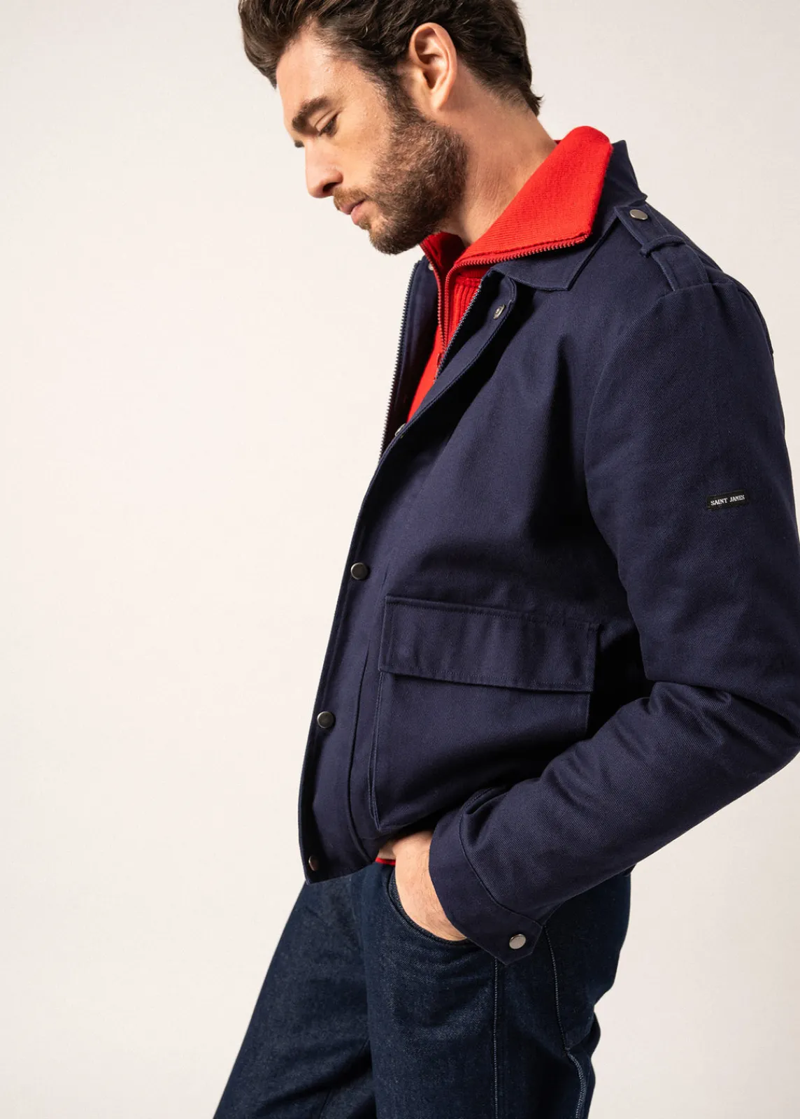 Saint James Shell Jackets & Raincoats*St Richard Cotton Jacket Amiral