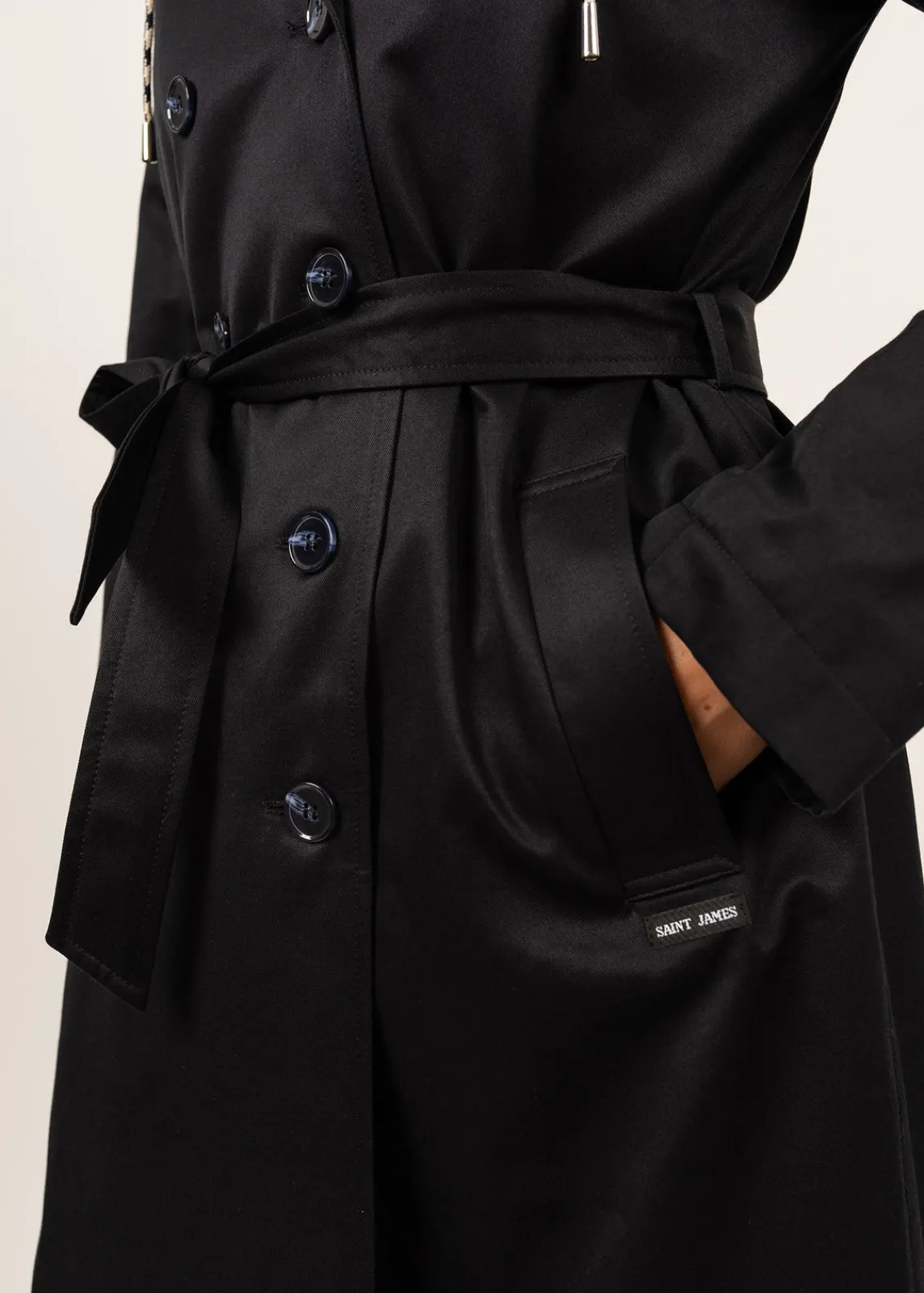 Saint James Coats & Peacoats*Ste Honorine hooded trenchcoat Navy