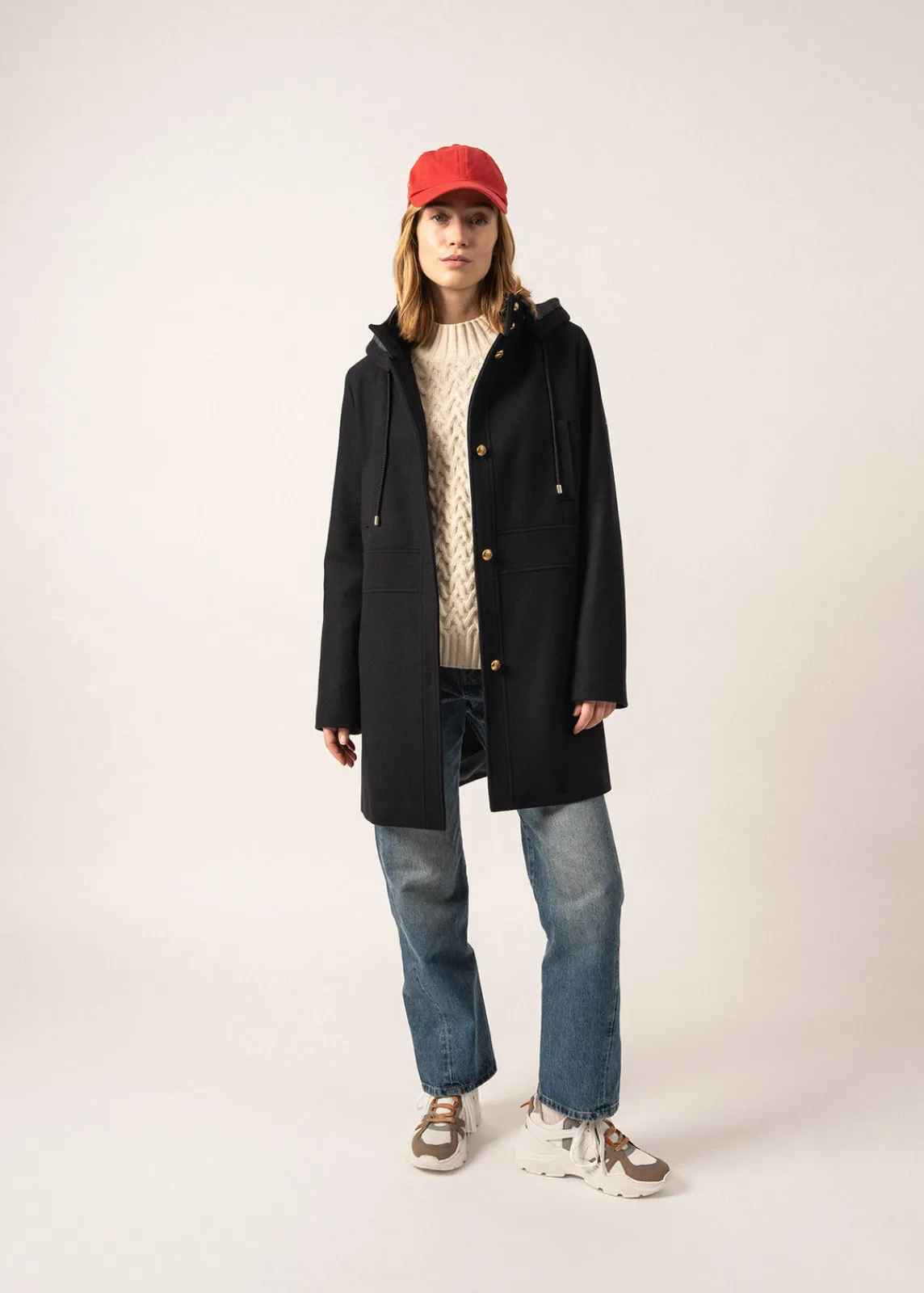Saint James Coats & Peacoats*Ste Katia Hooded Coat Navy