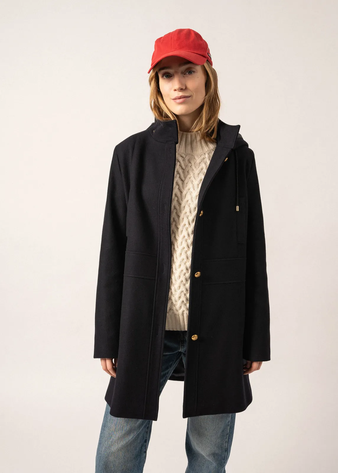 Saint James Coats & Peacoats*Ste Katia Hooded Coat Navy