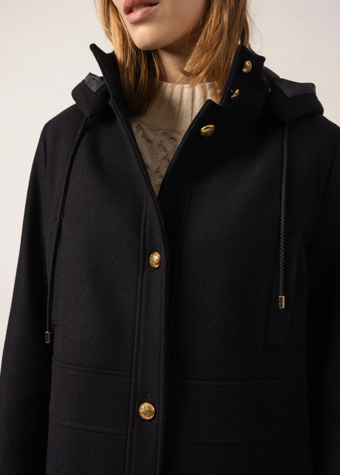 Saint James Coats & Peacoats*Ste Katia Hooded Coat Navy