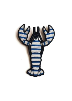 Saint James Brooches*Striped lobster embroidered brooch Bleu/blanc
