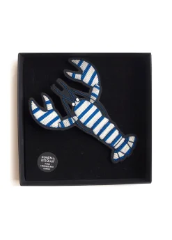 Saint James Brooches*Striped lobster embroidered brooch Bleu/blanc