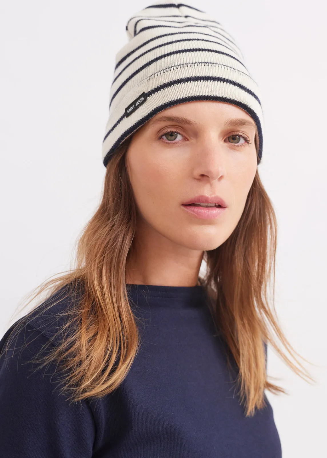 Saint James Hats & Beanies*Striped sailor hat Ecru/marine