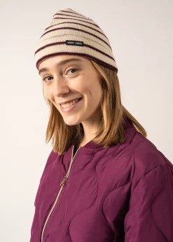 Saint James Hats & Beanies*Striped sailor hat Ecru/prune