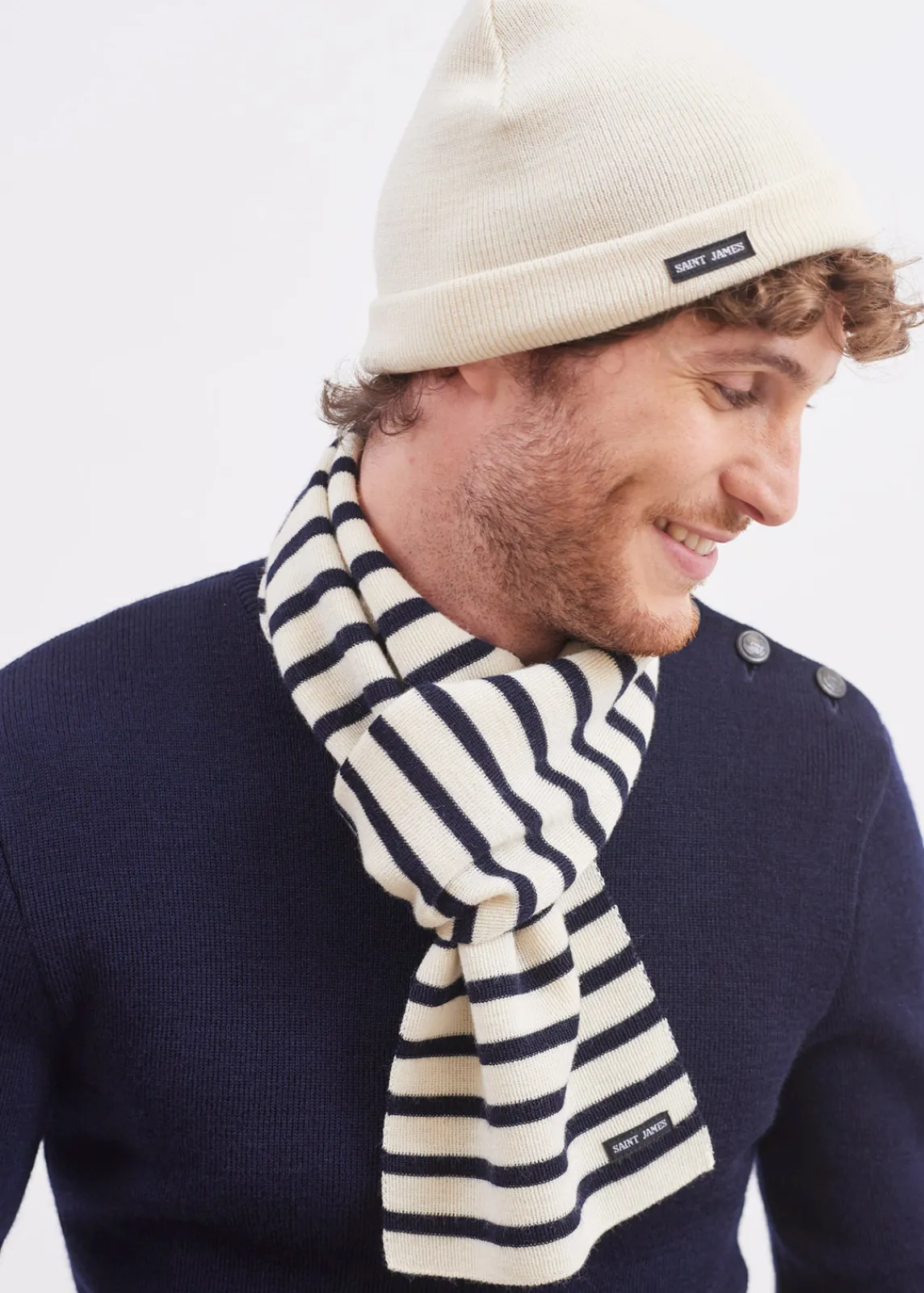 Saint James Scarves*Striped scarf Ecru/marine