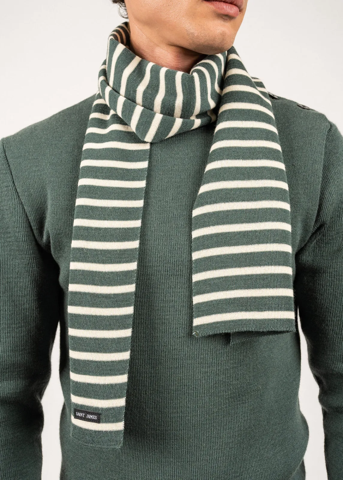 Saint James Accessories*Striped scarf Vegetal/ecru