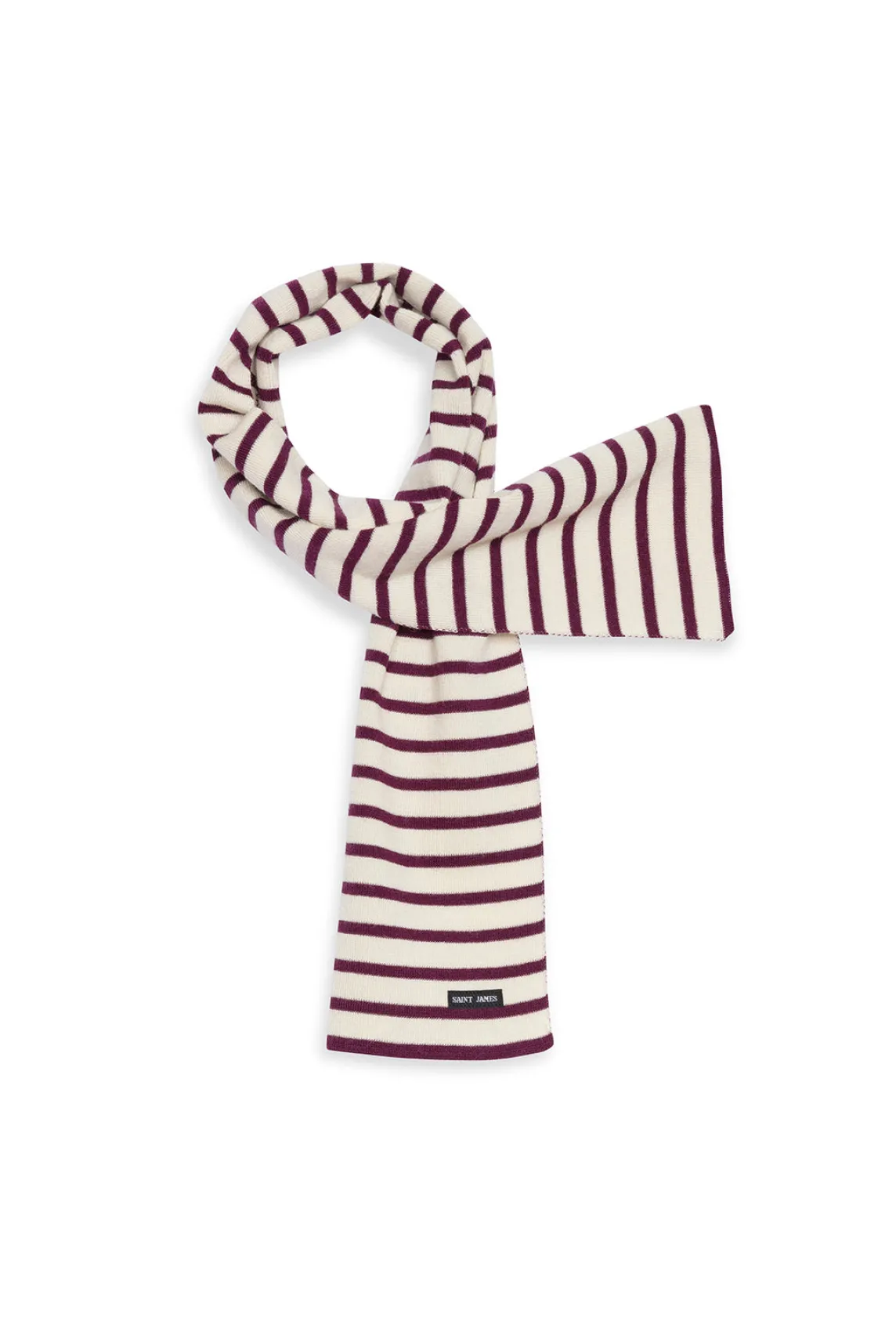 Saint James Accessories*Striped scarf Ecru/prune