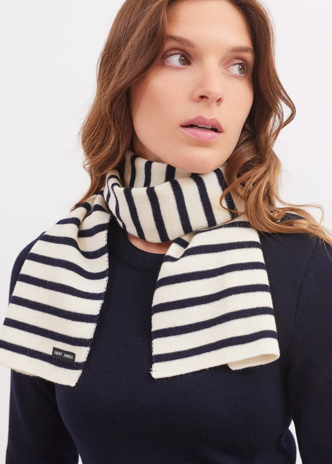 Saint James Accessories*Striped scarf Ecru/marine