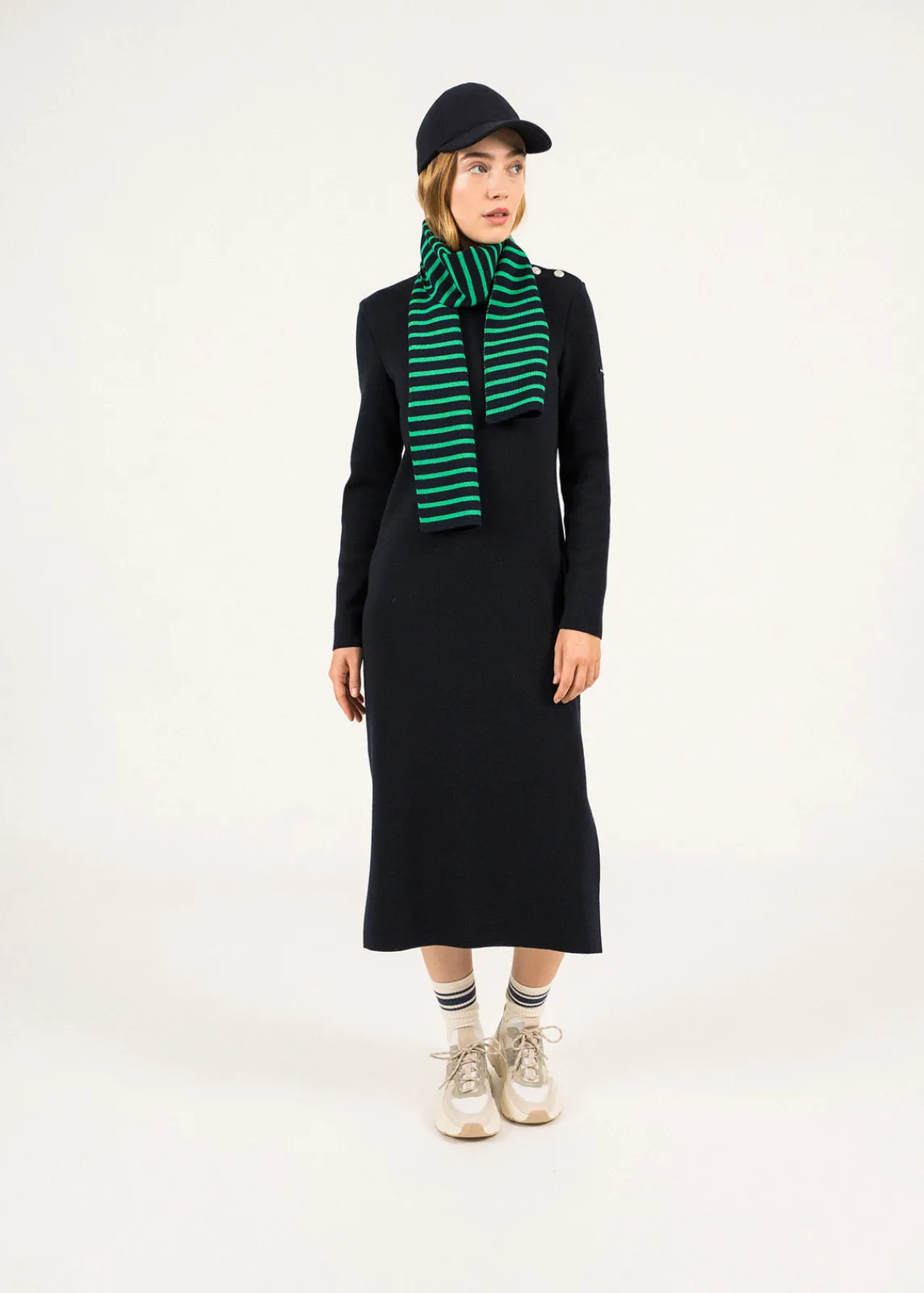 Saint James Scarves*Striped scarf Marine/trefle