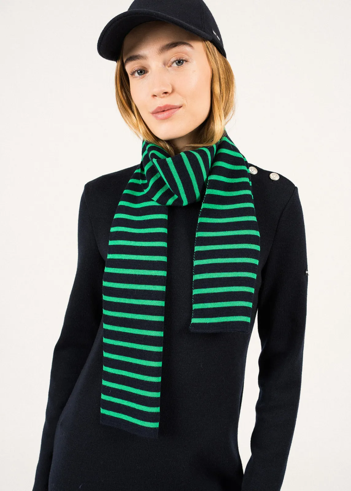 Saint James Scarves*Striped scarf Marine/trefle