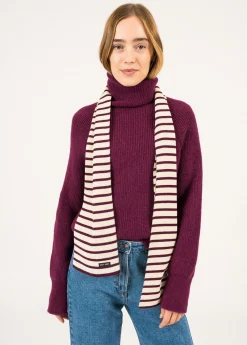 Saint James Scarves*Striped scarf Ecru/prune