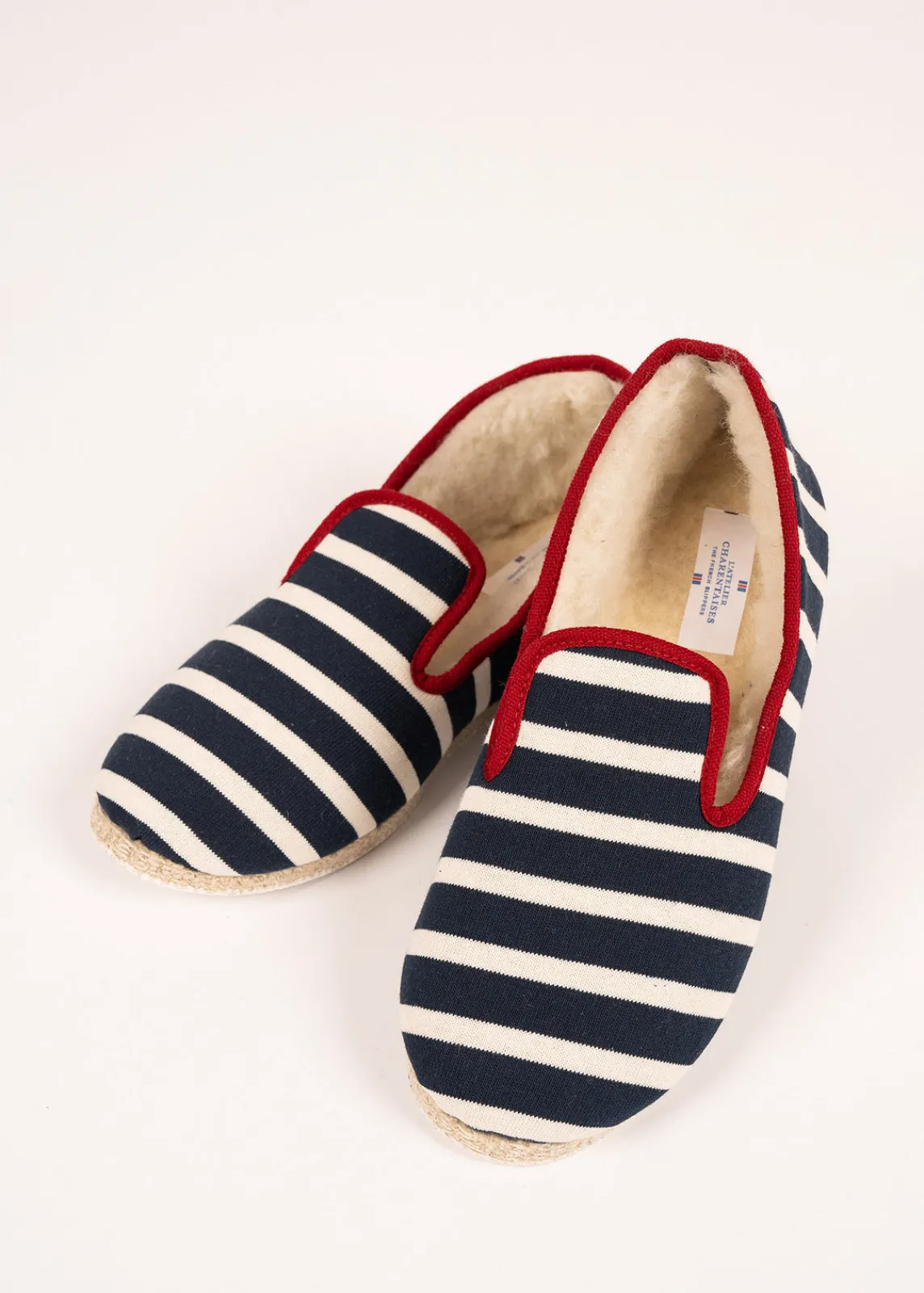Saint James Shoes & Socks*Striped slippers Marine/ecru/rouge
