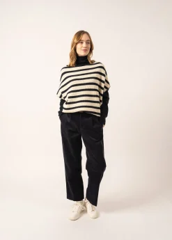 Saint James Jumpers, Cardigans, Jackets*Striped Wool Poncho Ecume/navy