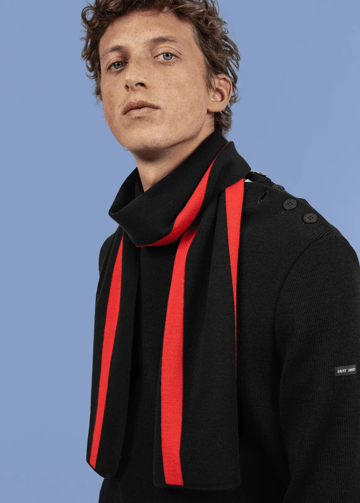 Saint James Accessories|Accessories*Sur mon cou wool scarf Noir/pavillon