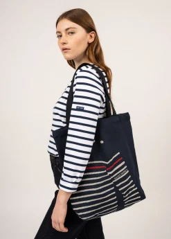 Saint James Accessories|Accessories*Tote bag in recycled cotton Marine/ecru