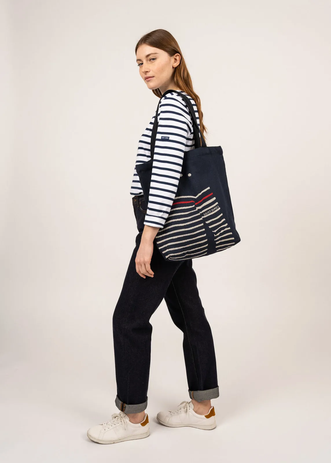 Saint James Accessories|Accessories*Tote bag in recycled cotton Marine/ecru